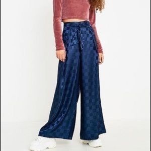 Urban Outfitters Checkmate Satin Wide Leg Pant